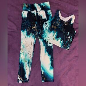 Blue and White Marble Activewear Set
